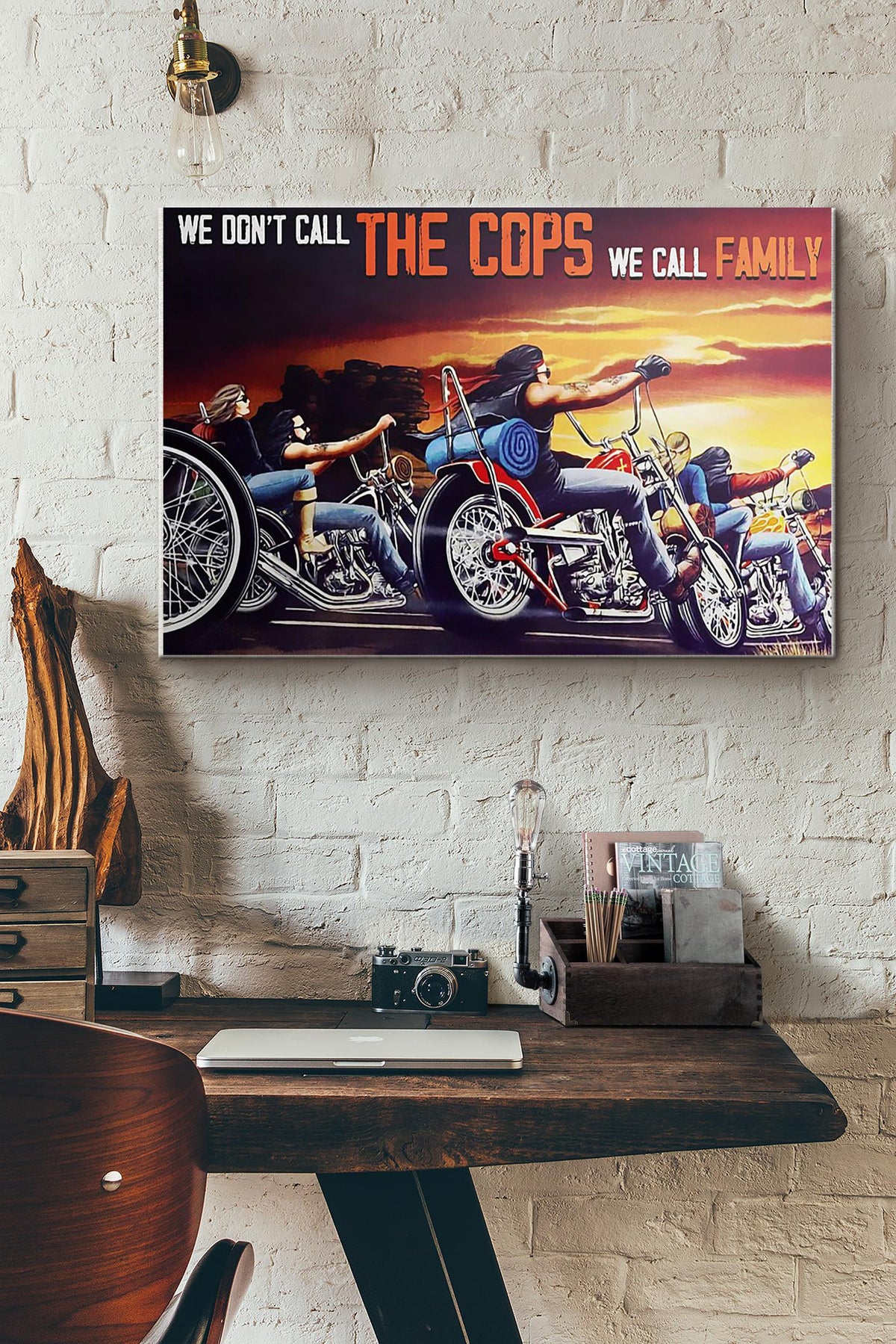 Motorcycle We Dont Call The Cops We Call Family Canvas Ideas, Canvas Hanging Prints,  Gift Idea Framed Prints, Canvas
