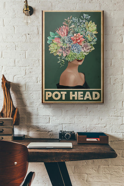 Succulent Girl Pot Head Canvas Ideas, Canvas Hanging Prints, Gift Idea Framed Prints, Canvas