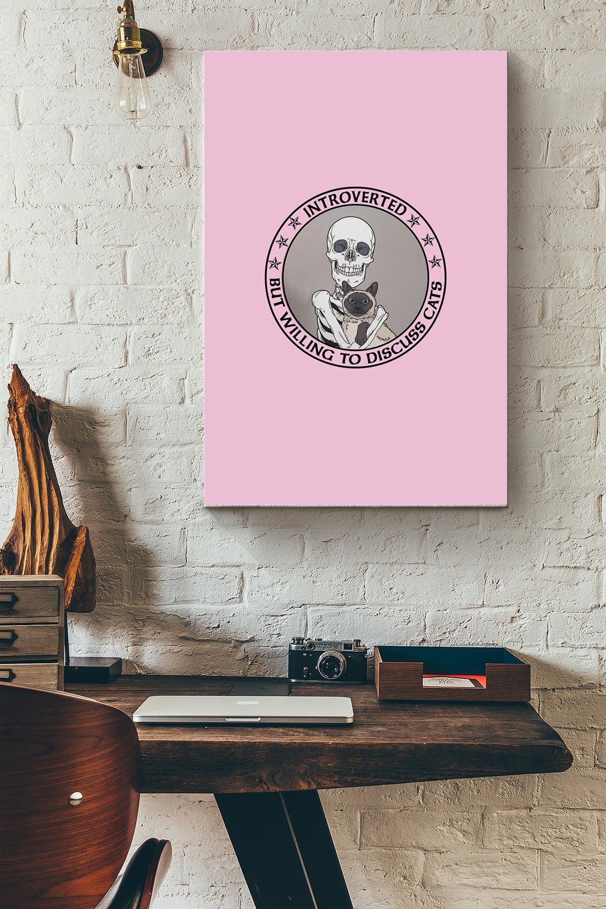 Introverted But Willing To Discuss Cats Skeleton Canvas Ideas, Canvas Hanging Prints,  Gift Idea Framed Prints, Canvas
