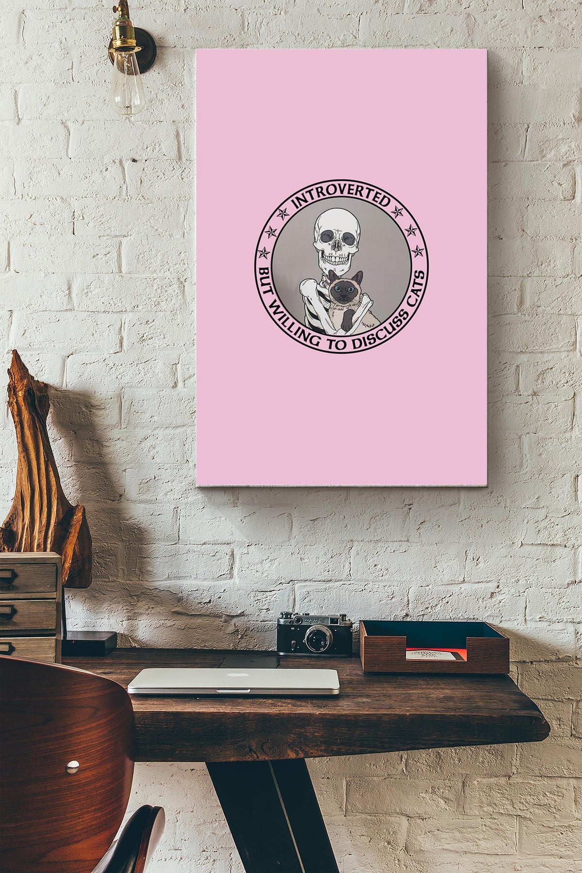 Introverted But Willing To Discuss Cats Skeleton Canvas Ideas, Canvas Hanging Prints,  Gift Idea Framed Prints, Canvas
