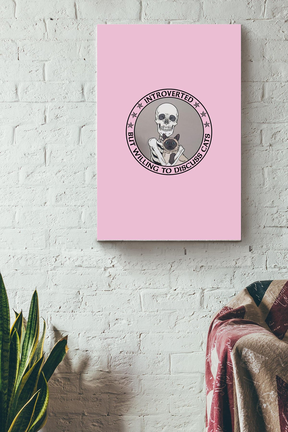 Introverted But Willing To Discuss Cats Skeleton Canvas Ideas, Canvas Hanging Prints,  Gift Idea Framed Prints, Canvas