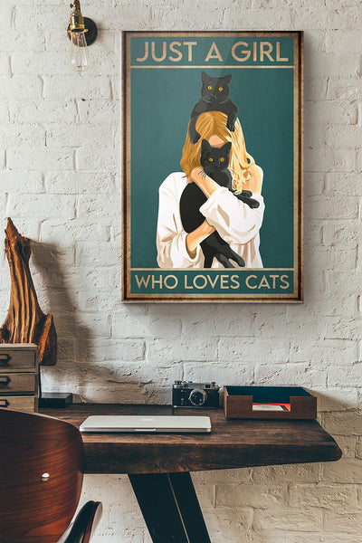 Just A Girl Who Loves Cats Canvas Ideas, Canvas Hanging Prints,  Gift Idea Framed Prints, Canvas