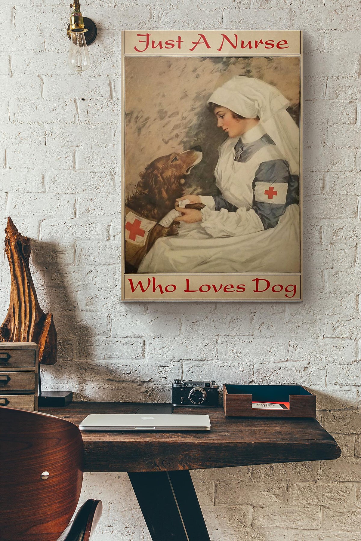 Just A Nurse Who Loves Dog Canvas Ideas, Canvas Hanging Prints,  Gift Idea Framed Prints, Canvas