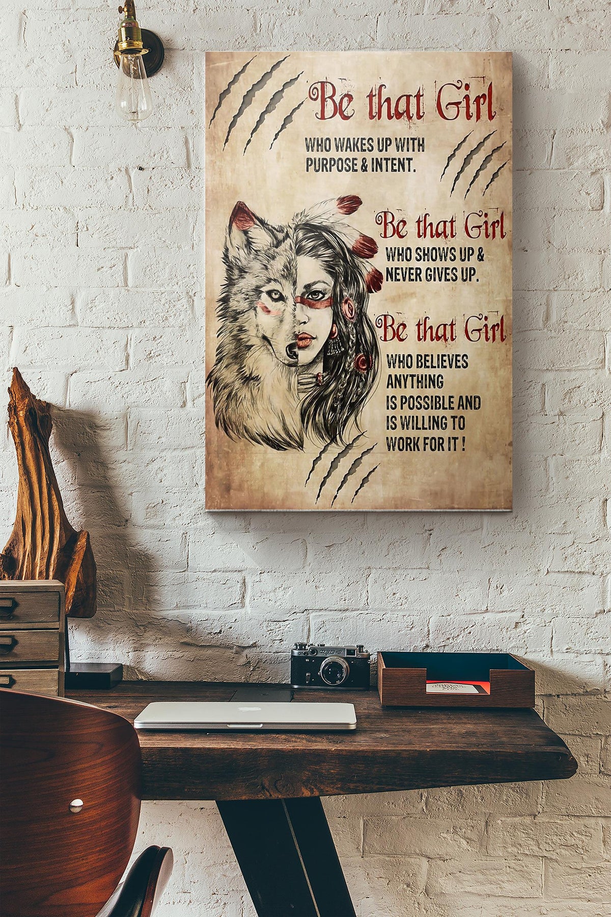 Native Wolf Be That Girl Canvas Ideas, Canvas Hanging Prints,  Gift Idea Framed Prints, Canvas