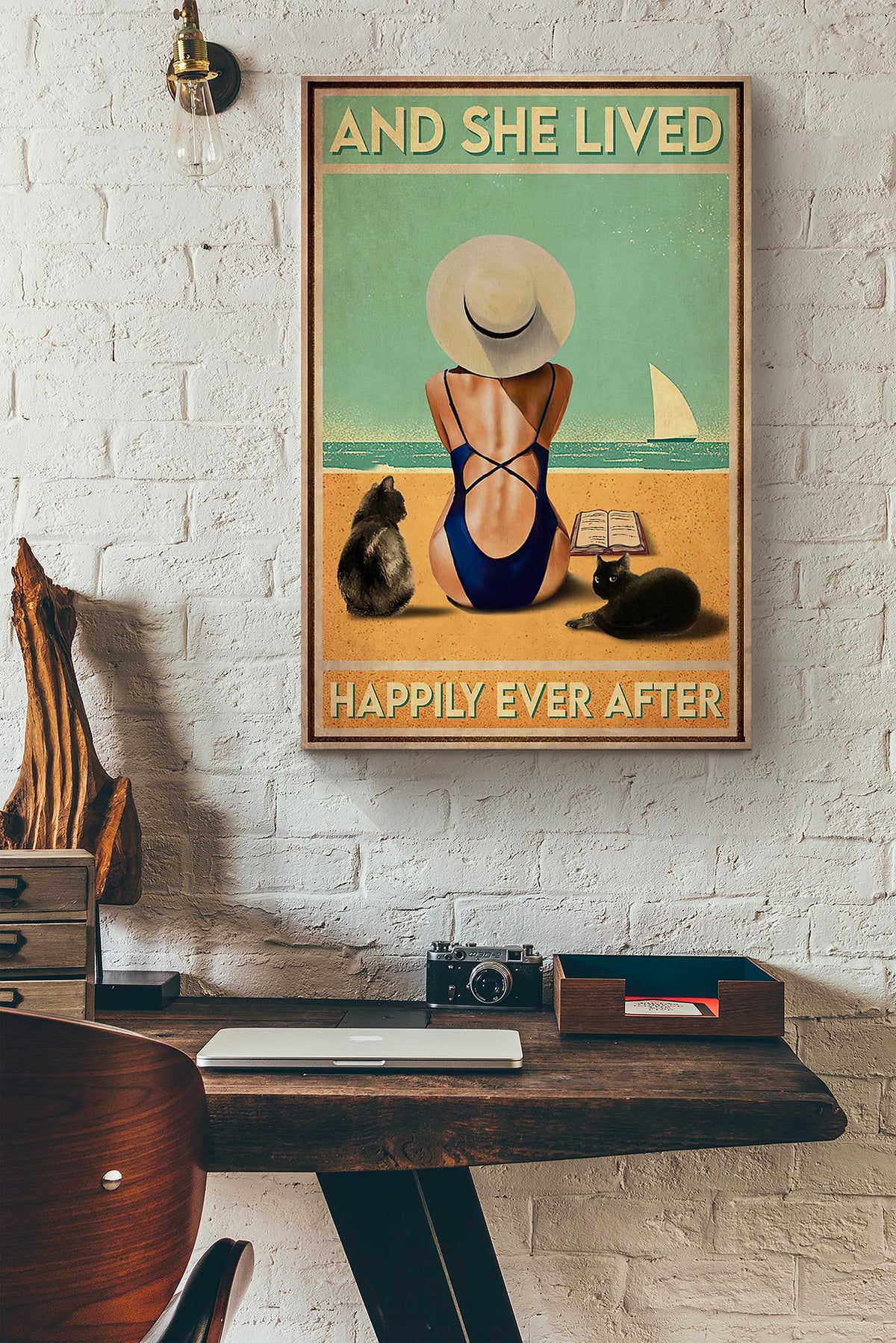 Sunbathing With Cats And She Lived Happily Ever After Canvas Ideas, Canvas Hanging Prints,  Gift Idea Framed Prints, Canvas