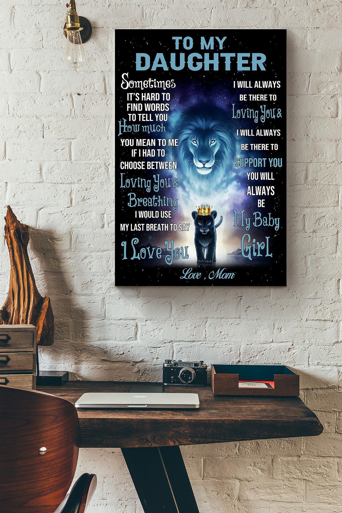 Mother Lion To My Daughter I Will Always Love You My Baby Girl Canvas Ideas, Canvas Hanging Prints,  Gift Idea Framed Prints, Canvas