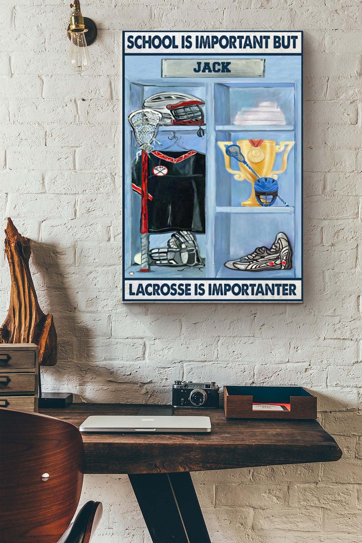 School Is Important But Lacrosse Is Importanter Win The First Place Canvas Ideas, Canvas Hanging Prints,  Gift Idea Framed Prints, Canvas