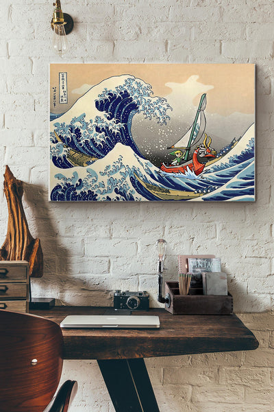 The Great Wave Off Kanagawlink Zeldposter Canvas Ideas, Canvas Hanging Prints,  Gift Idea Framed Prints, Canvas