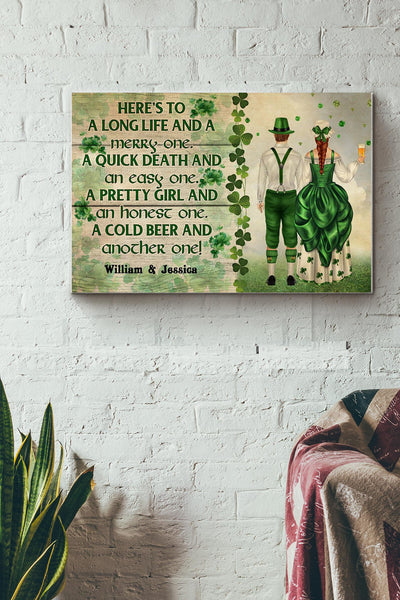 Irish Couple Beer Here To A Long Life An Merry One Canvas Ideas, Canvas Hanging Prints,  Gift Idea Framed Prints, Canvas