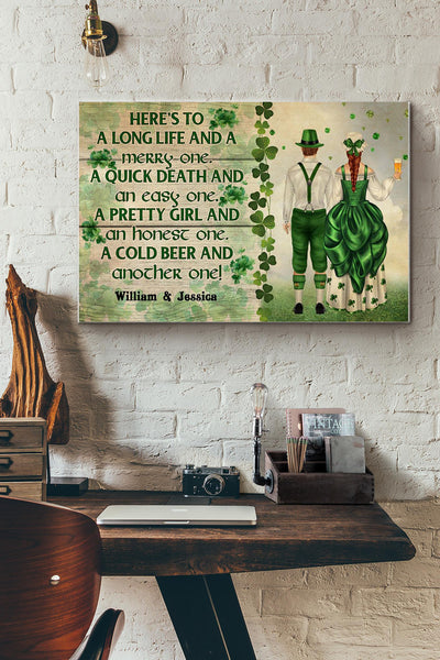 Irish Couple Beer Here To A Long Life An Merry One Canvas Ideas, Canvas Hanging Prints,  Gift Idea Framed Prints, Canvas