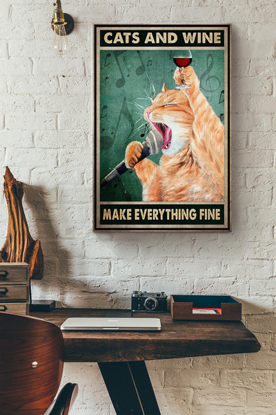 Muchkin Cats And Red Wine Make Everything Fine Canvas Ideas, Canvas Hanging Prints, Gift Idea Framed Prints, Canvas