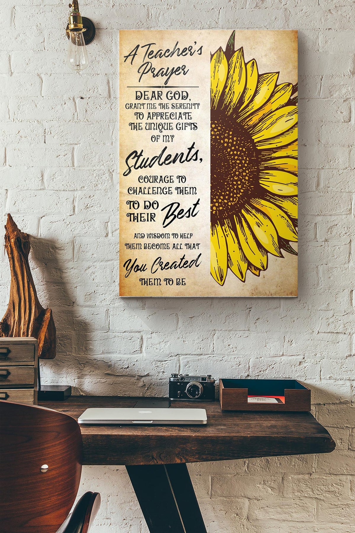Sunflower Teachers Prayer Dear God Grant Me The Serenity Canvas Ideas, Canvas Hanging Prints,  Gift Idea Framed Prints, Canvas