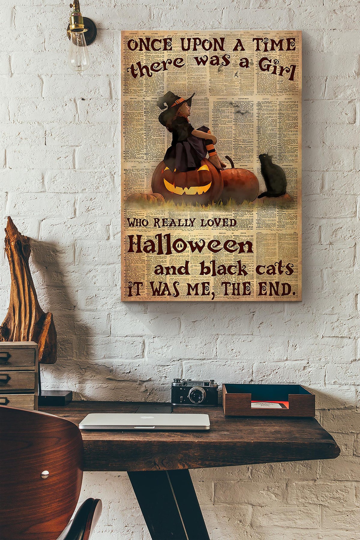 Once Upon A Time There Was A Girl Who Really Loved Halloween And Black Cats The End Dictionary Canvas Ideas, Canvas Hanging Prints,  Gift Idea Framed Prints, Canvas