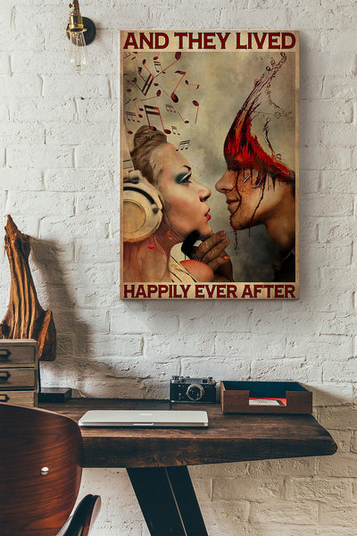 Music And Wine Couple They Lived Happily Ever After Canvas Ideas, Canvas Hanging Prints,  Gift Idea Framed Prints, Canvas