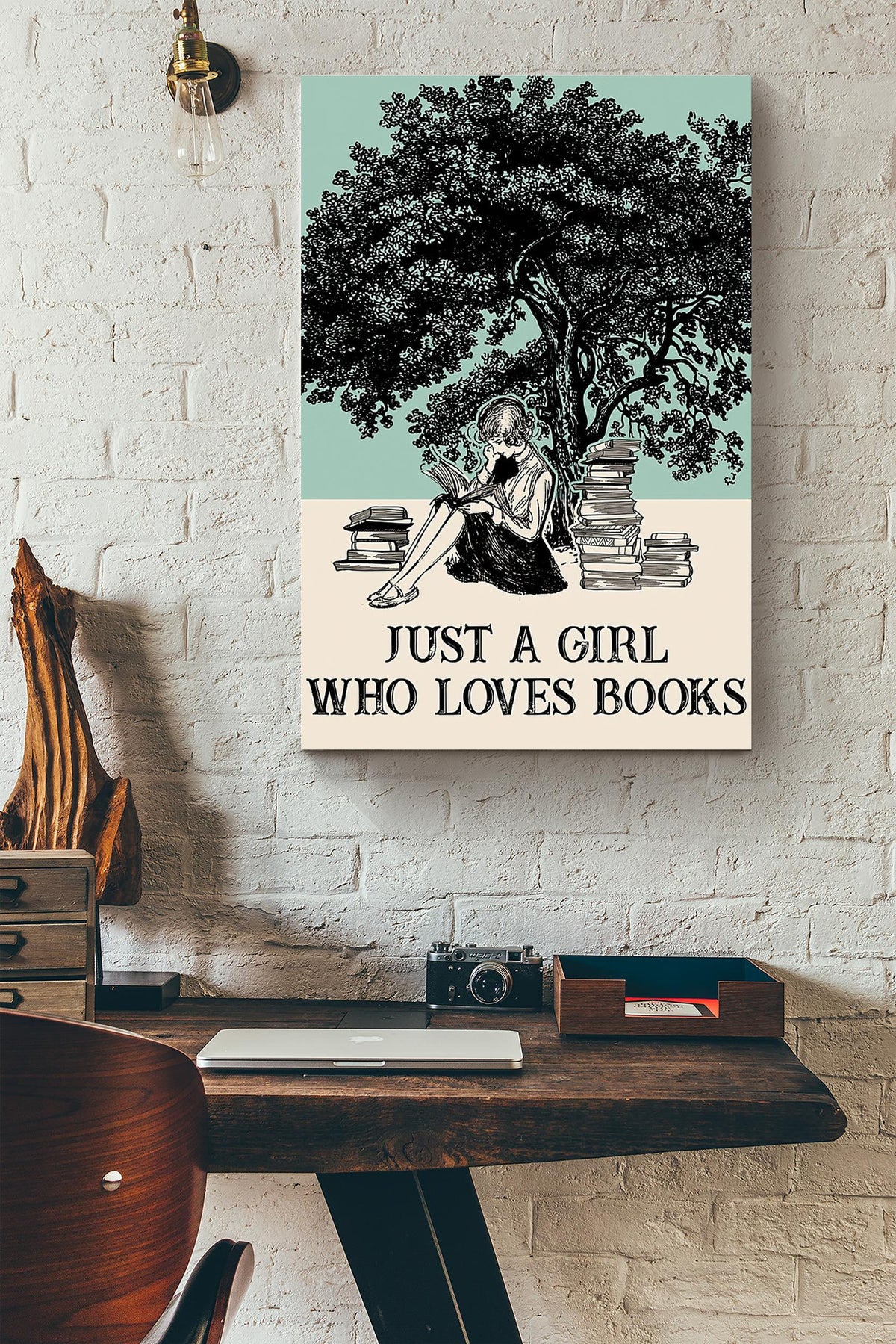 Just A Girl Who Loves Books Tree Canvas Ideas, Canvas Hanging Prints,  Gift Idea Framed Prints, Canvas