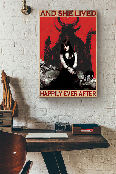 Satanic Girl She Lived Happily Ever After Canvas Ideas, Canvas Hanging Prints,  Gift Idea Framed Prints, Canvas