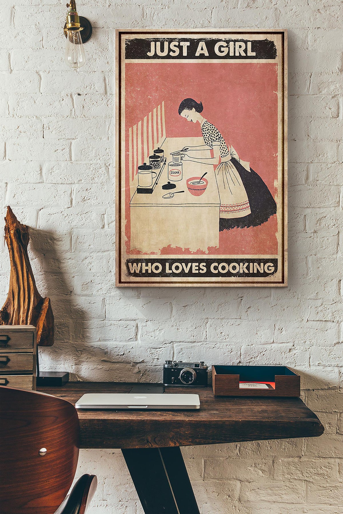 Just A Girl Who Loves Cooking Quote Canvas Ideas, Canvas Hanging Prints,  Gift Idea Framed Prints, Canvas