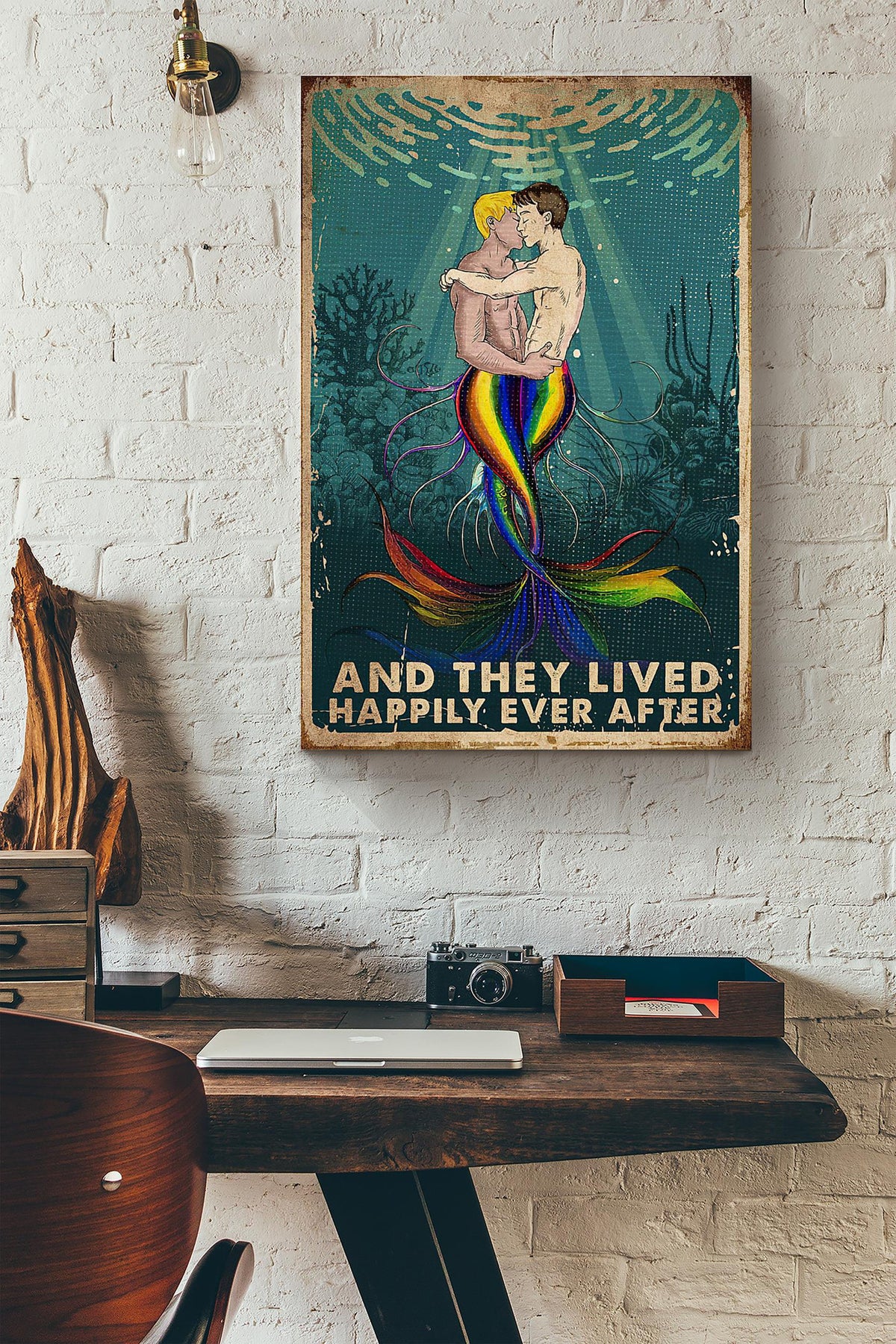 Lgbt Mermaid They Lived Happily Ever After Gay Pride Canvas Ideas, Canvas Hanging Prints, Gift Idea Framed Prints, Canvas