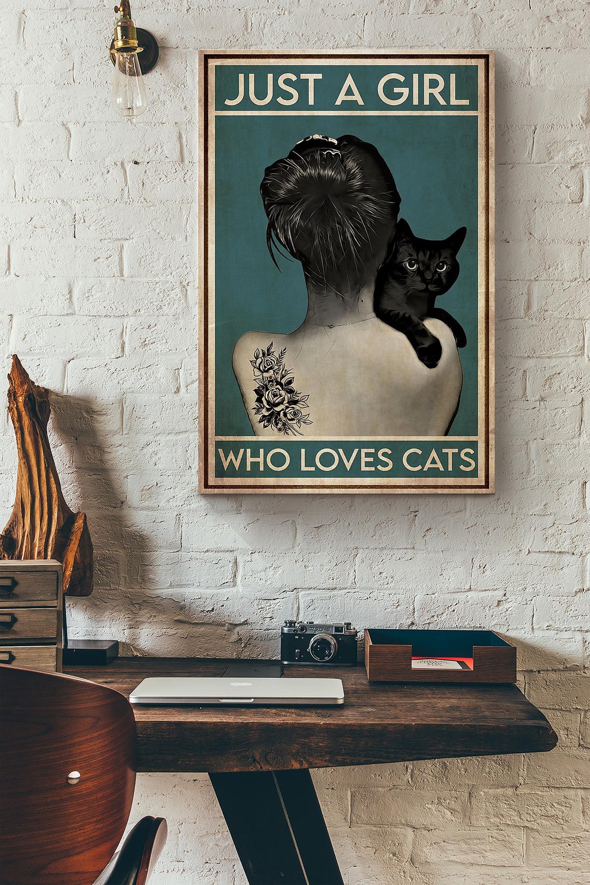 Just A Tattoo Girl Who Loves Cats Canvas Ideas, Canvas Hanging Prints,  Gift Idea Framed Prints, Canvas