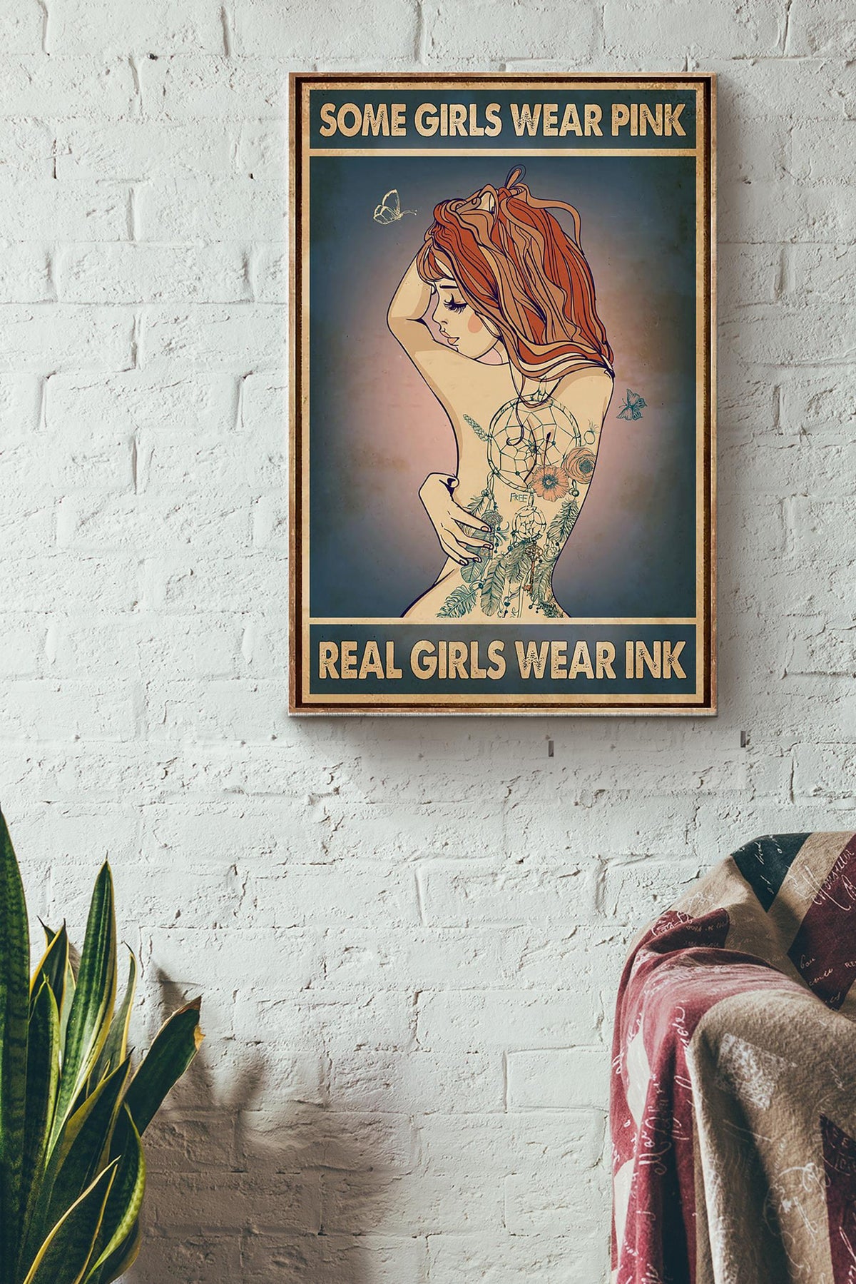 Some Girls Wear Pink Real Girls Wear Ink Tattoo Girl Canvas Ideas, Canvas Hanging Prints,  Gift Idea Framed Prints, Canvas