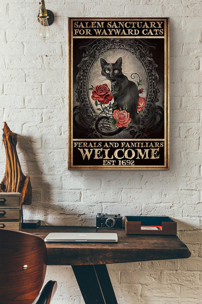 Salem Sanctuary Miror Cats Rose Canvas Ideas, Canvas Hanging Prints,  Gift Idea Framed Prints, Canvas
