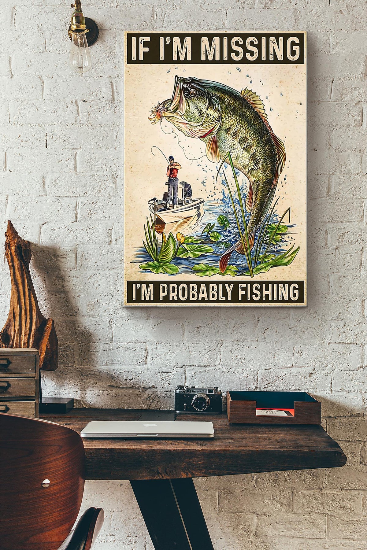 If Im Missing Im Probably Fishing Canvas Ideas, Canvas Hanging Prints,  Gift Idea Framed Prints, Canvas