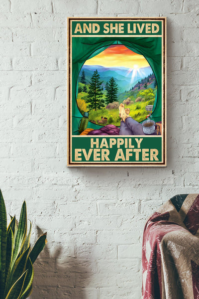 She Lived Happily Ever After Camping Canvas Ideas, Canvas Hanging Prints,  Gift Idea Framed Prints, Canvas