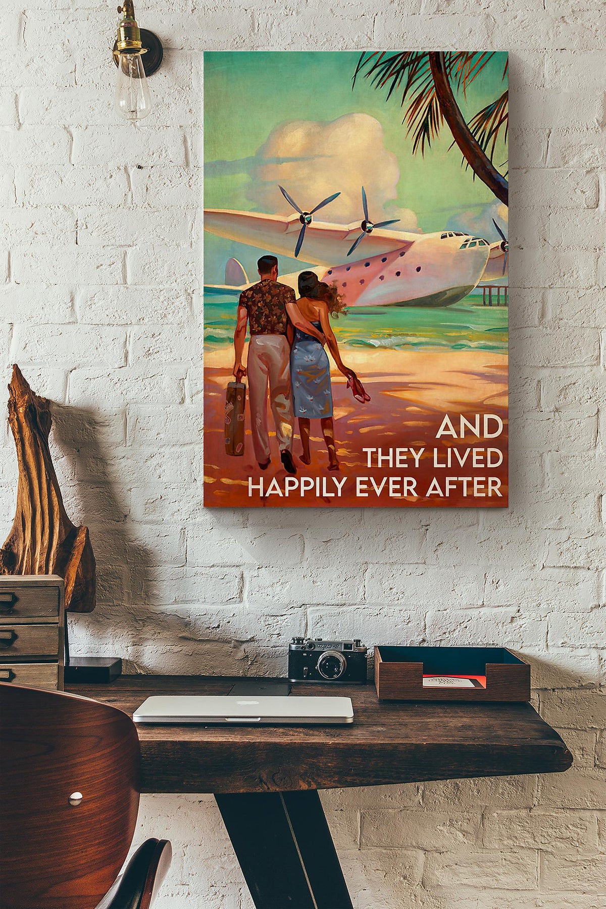 Travelling Couple They Lived Happily Ever After Canvas Ideas, Canvas Hanging Prints,  Gift Idea Framed Prints, Canvas