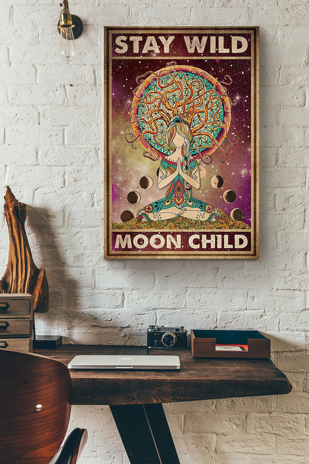 Yoga Girl Mandala Stay Wild Moon Child Canvas Ideas, Canvas Hanging Prints,  Gift Idea Framed Prints, Canvas