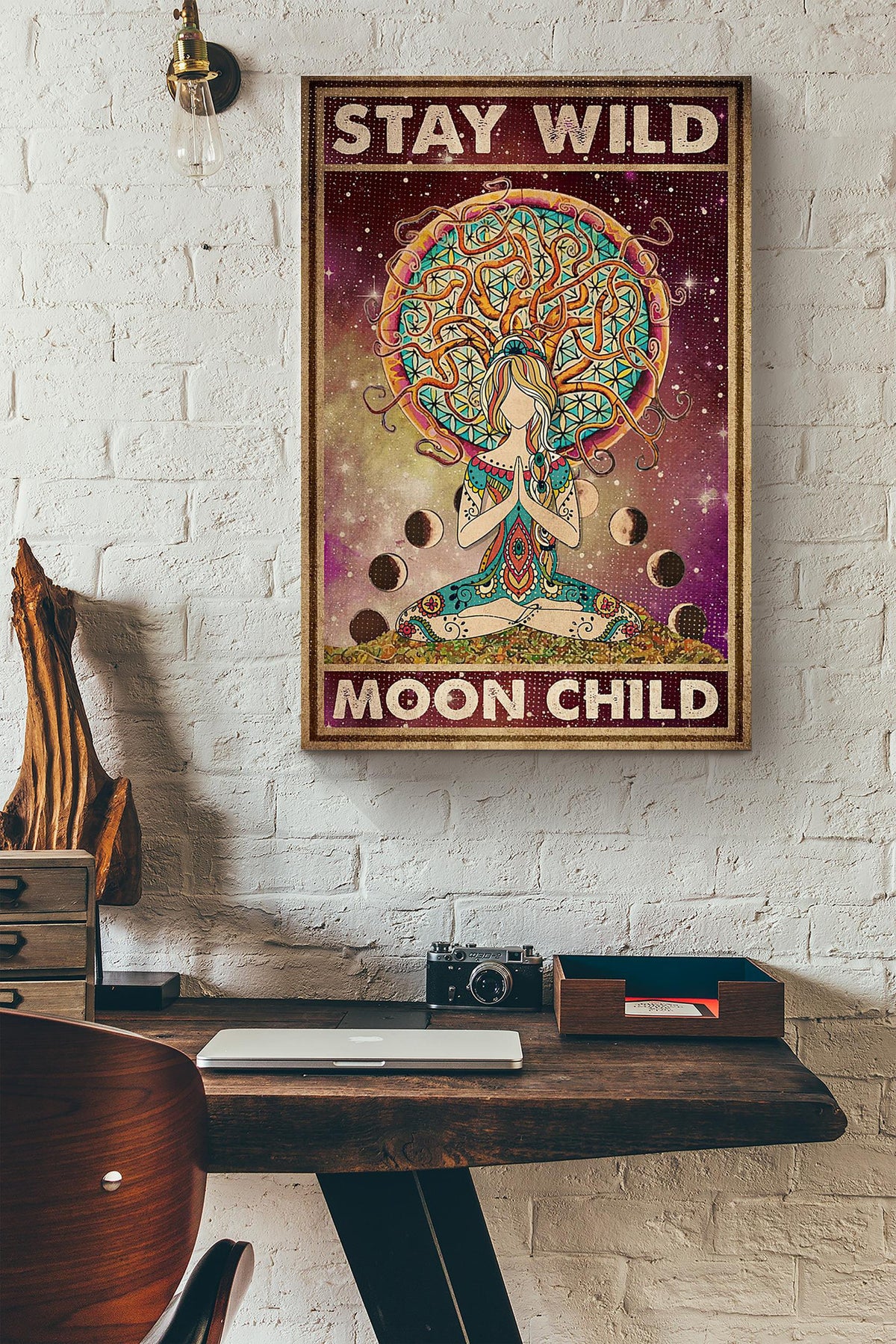 Yoga Girl Mandala Stay Wild Moon Child Canvas Ideas, Canvas Hanging Prints,  Gift Idea Framed Prints, Canvas