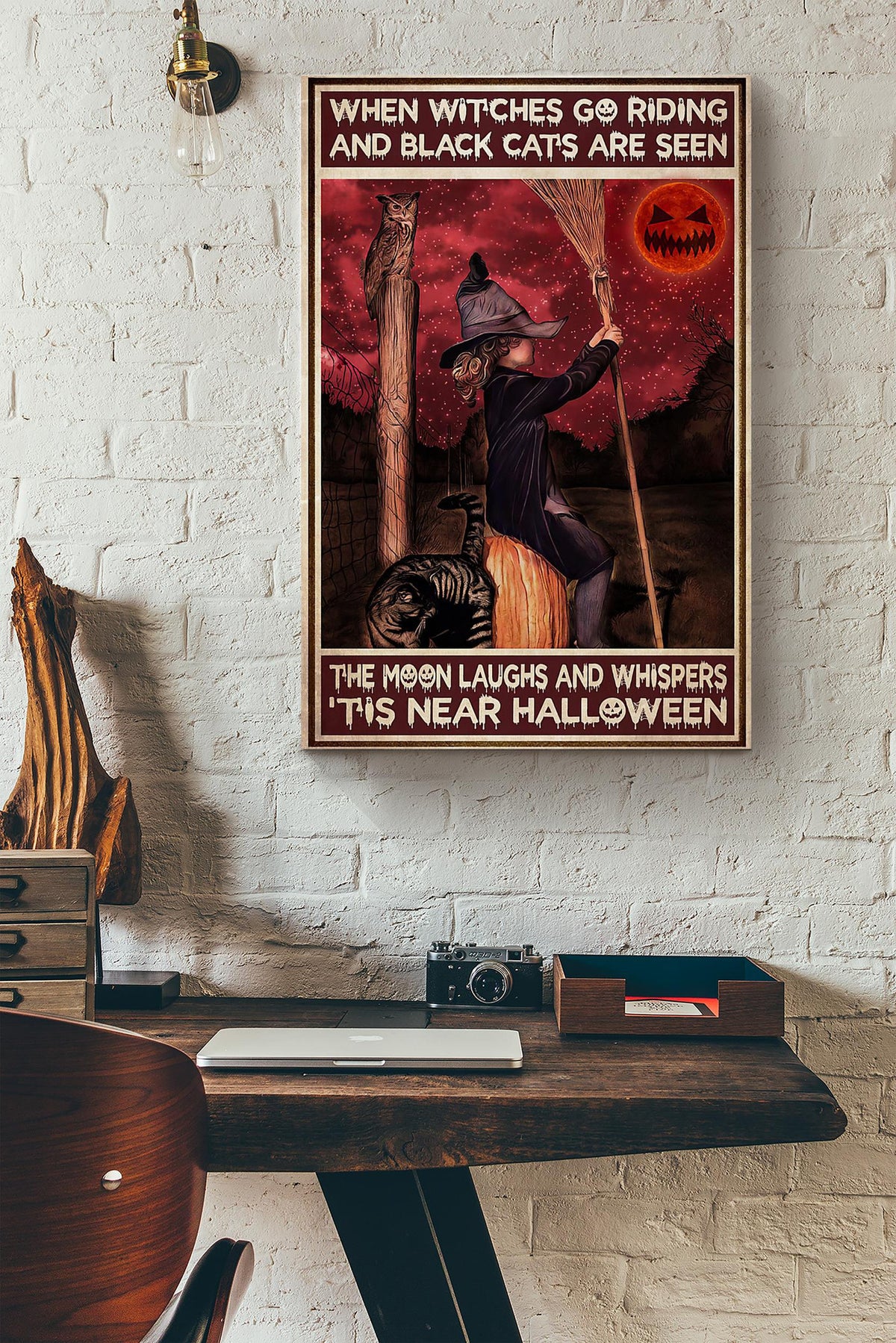 When Witches Go Riding And Black Cats Are Seen Horror Blood Moon Canvas Ideas, Canvas Hanging Prints,  Gift Idea Framed Prints, Canvas
