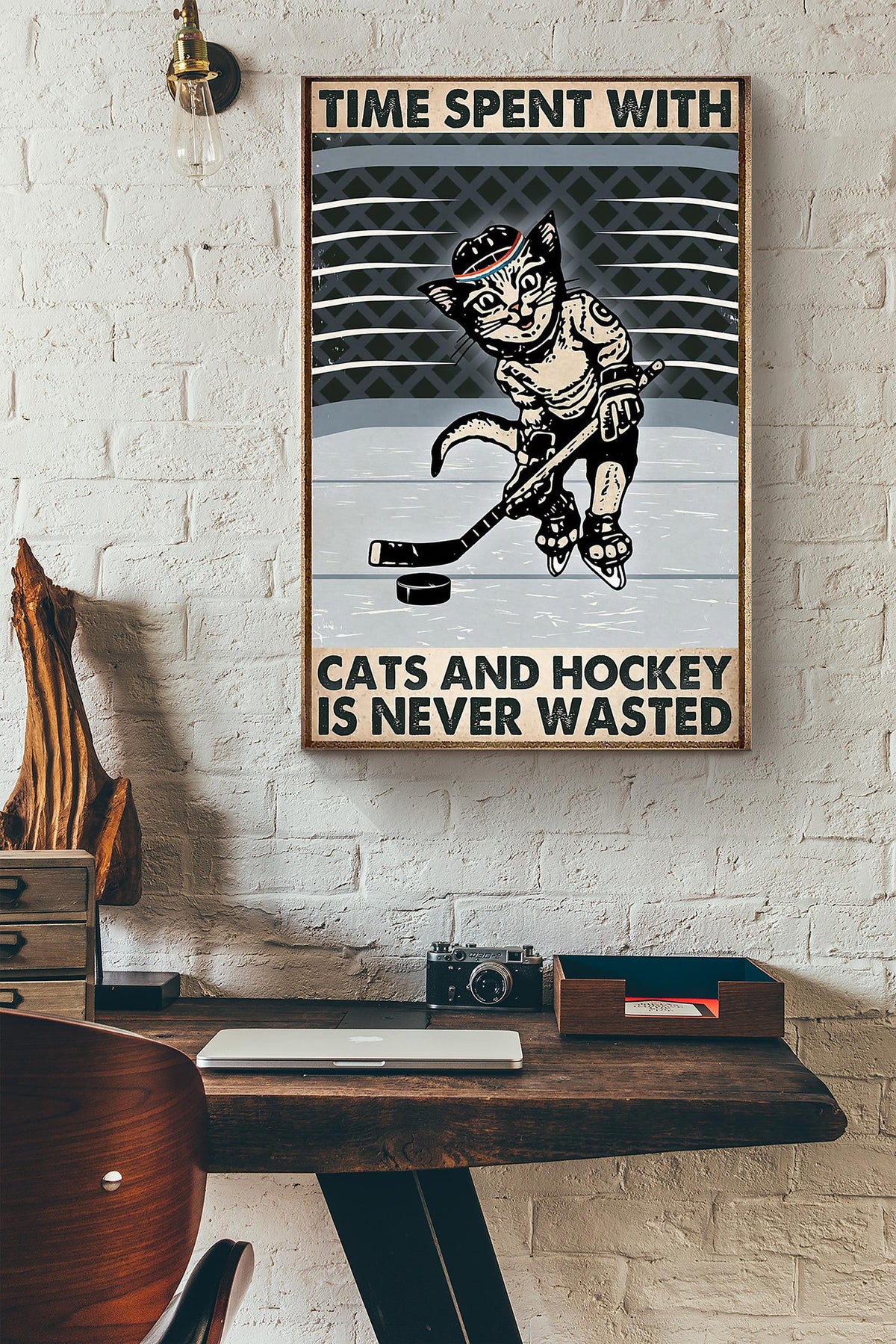 Time Spent With Cats And Hockey Is Never Wasted Canvas Ideas, Canvas Hanging Prints,  Gift Idea Framed Prints, Canvas