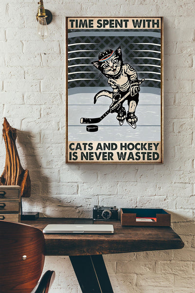 Time Spent With Cats And Hockey Is Never Wasted Canvas Ideas, Canvas Hanging Prints,  Gift Idea Framed Prints, Canvas