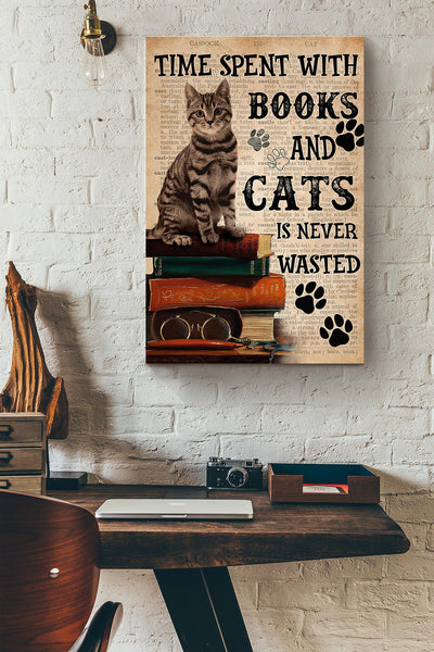 Time Spent With Books And Cats Is Never Wasted Dictionary Canvas Ideas, Canvas Hanging Prints, Gift Idea Framed Prints, Canvas