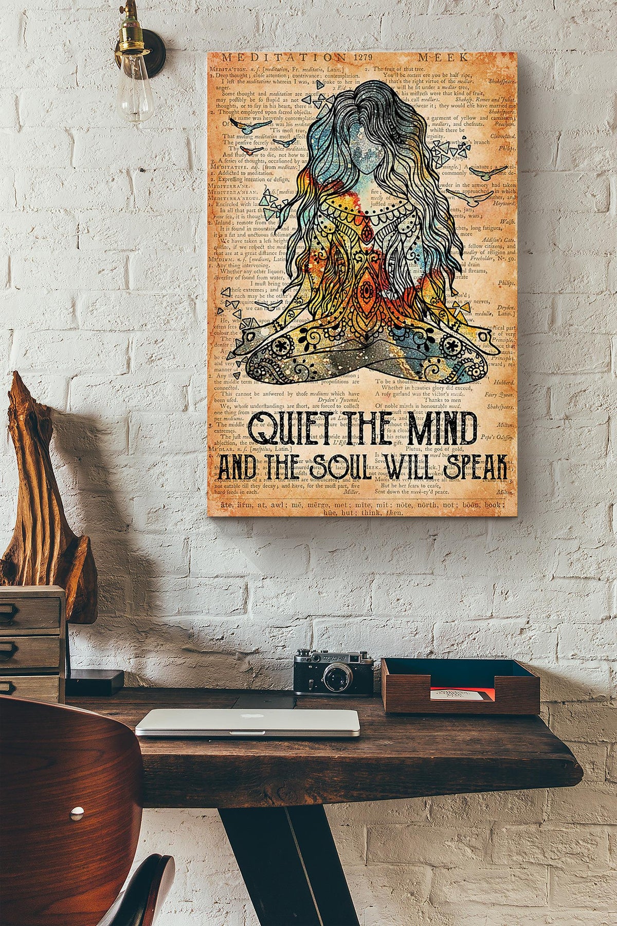 Yoga Quiet The Mind And The Soul Will Speak Dictionary Canvas Ideas, Canvas Hanging Prints,  Gift Idea Framed Prints, Canvas