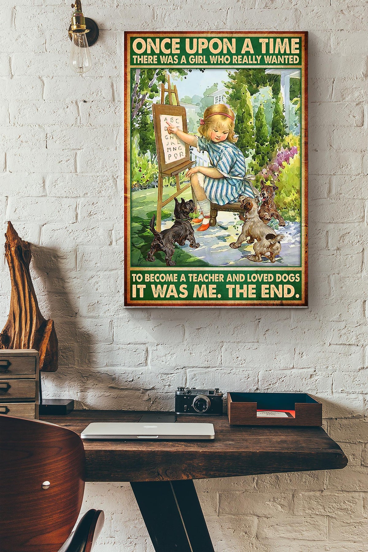 There Was A Girl Who Really Wanted To Become A Teacher And Loved Yorkshire Terrier Dogs Canvas Ideas, Canvas Hanging Prints,  Gift Idea Framed Prints, Canvas