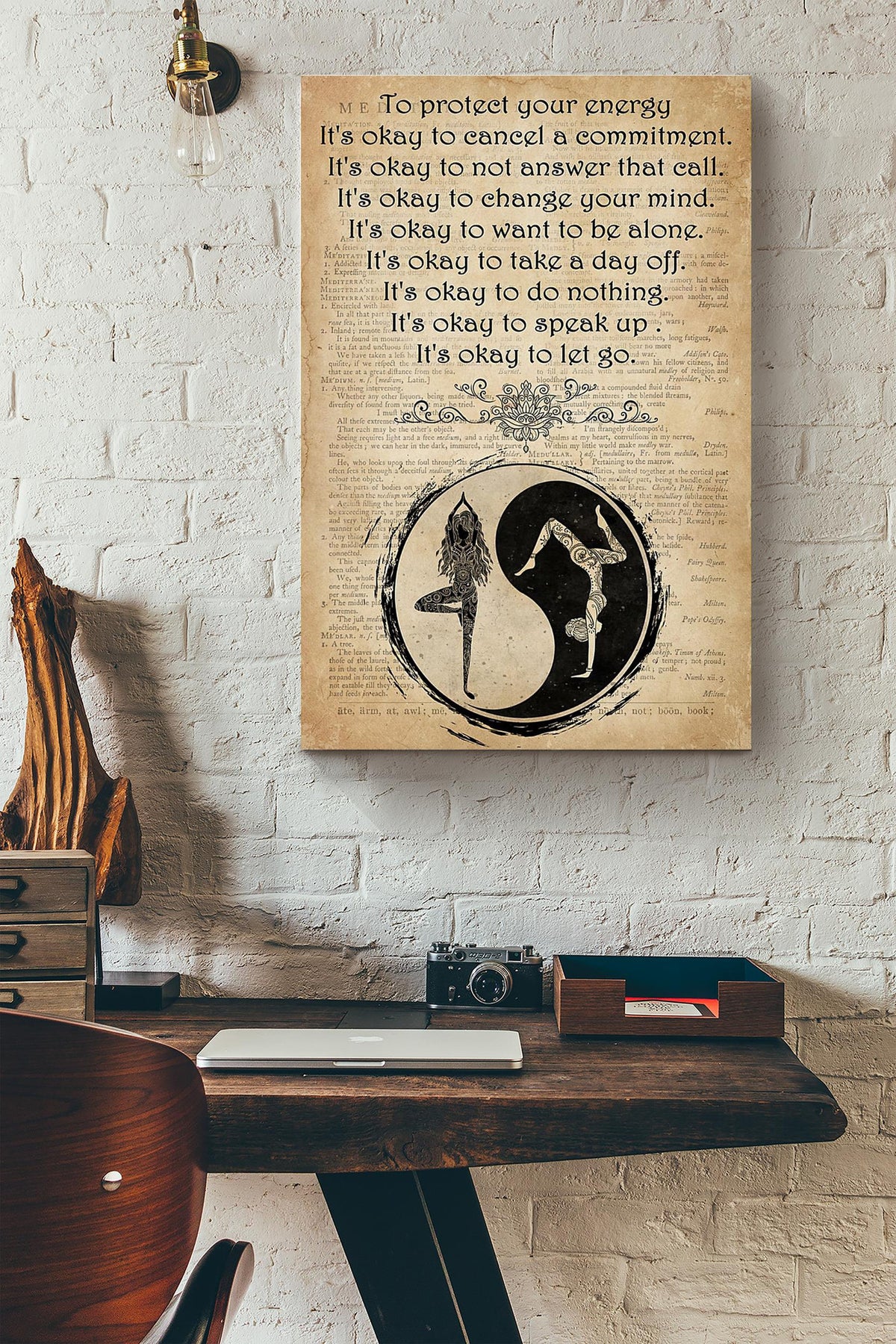 Yin Yang Yoga Yo Protect Your Energy Dictionary Canvas Ideas, Canvas Hanging Prints,  Gift Idea Framed Prints, Canvas