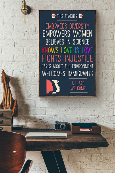 This Teacher Cares All Are Welcome Canvas Ideas, Canvas Hanging Prints,  Gift Idea Framed Prints, Canvas