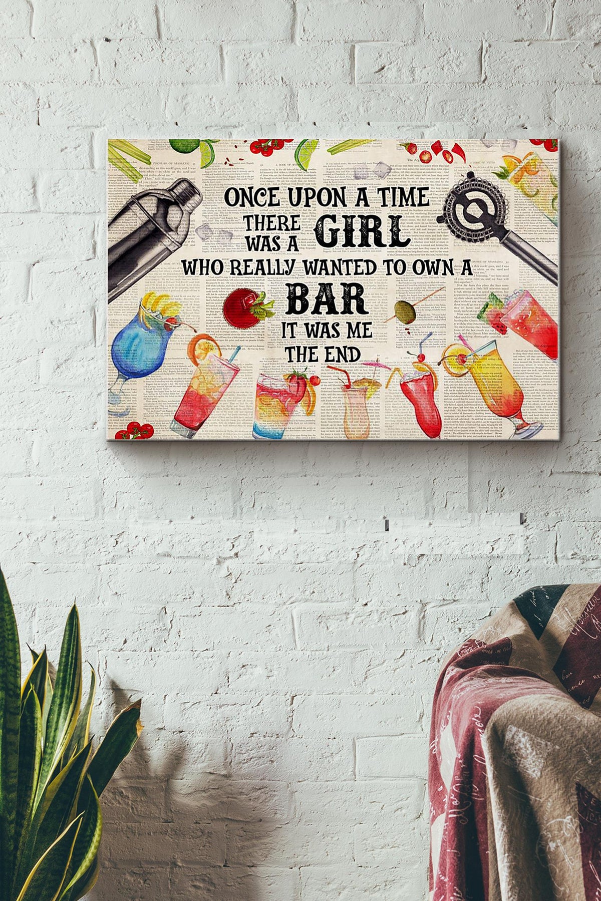 There Was A Girl Who Really Wanted To Own A Bar It Was Me Bartender Canvas Ideas, Canvas Hanging Prints,  Gift Idea Framed Prints, Canvas
