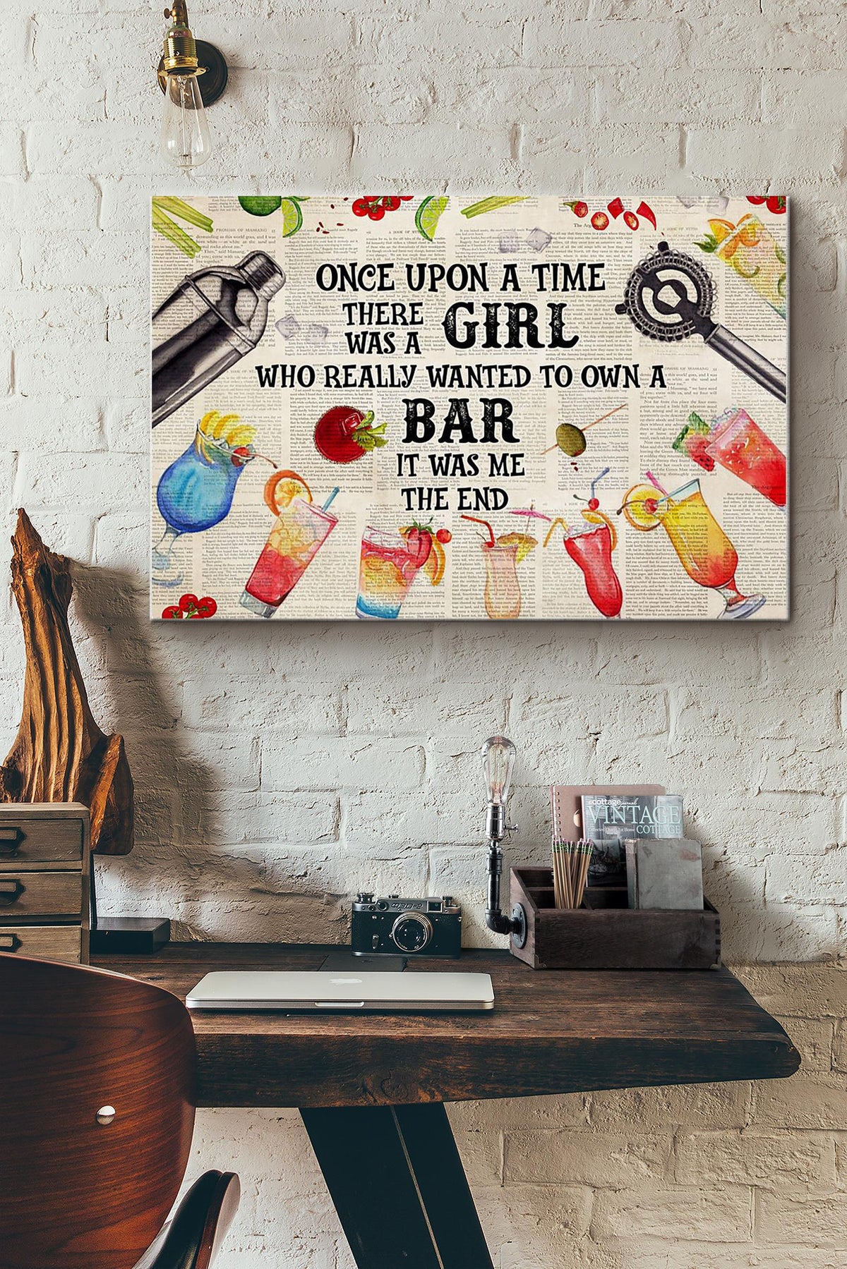 There Was A Girl Who Really Wanted To Own A Bar It Was Me Bartender Canvas Ideas, Canvas Hanging Prints,  Gift Idea Framed Prints, Canvas
