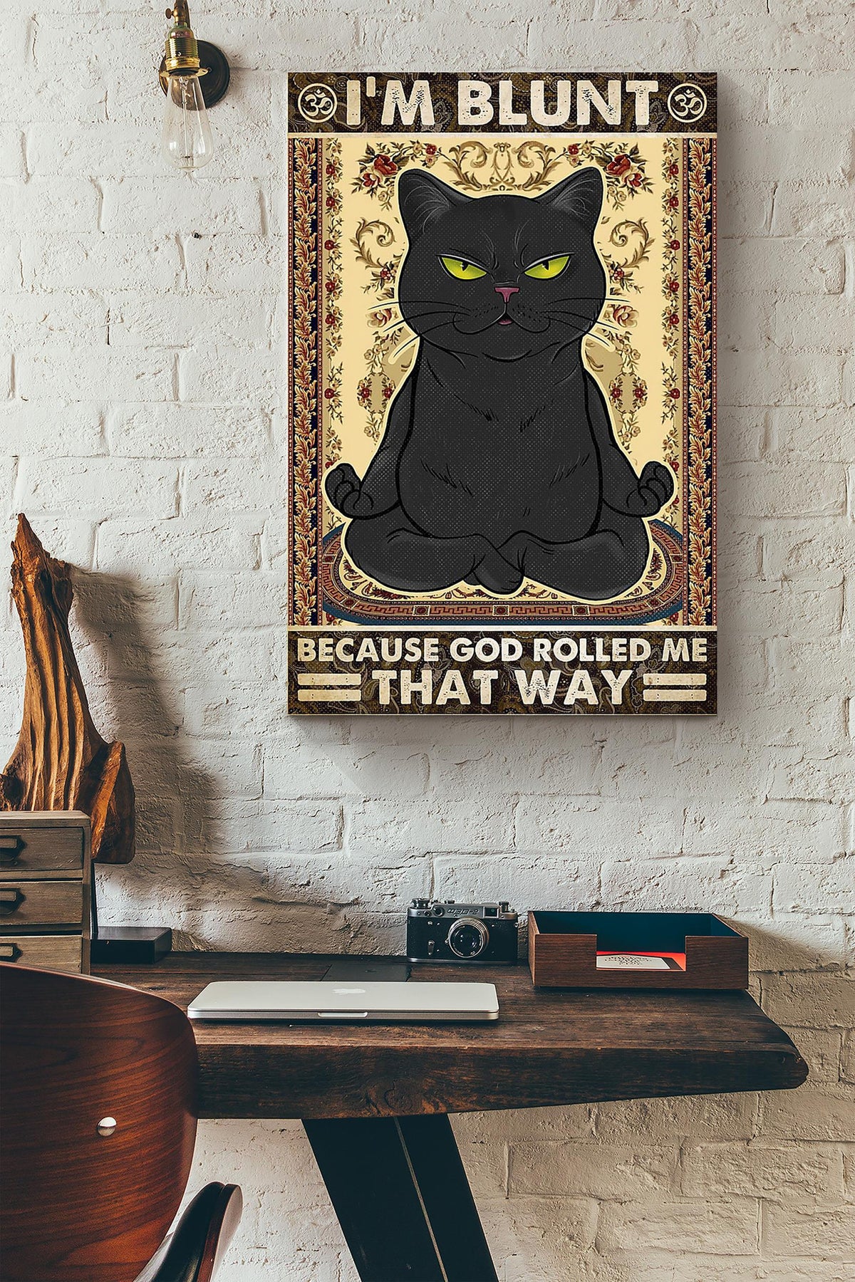 Yoga Cat Im Blunt Wrapped Canvas