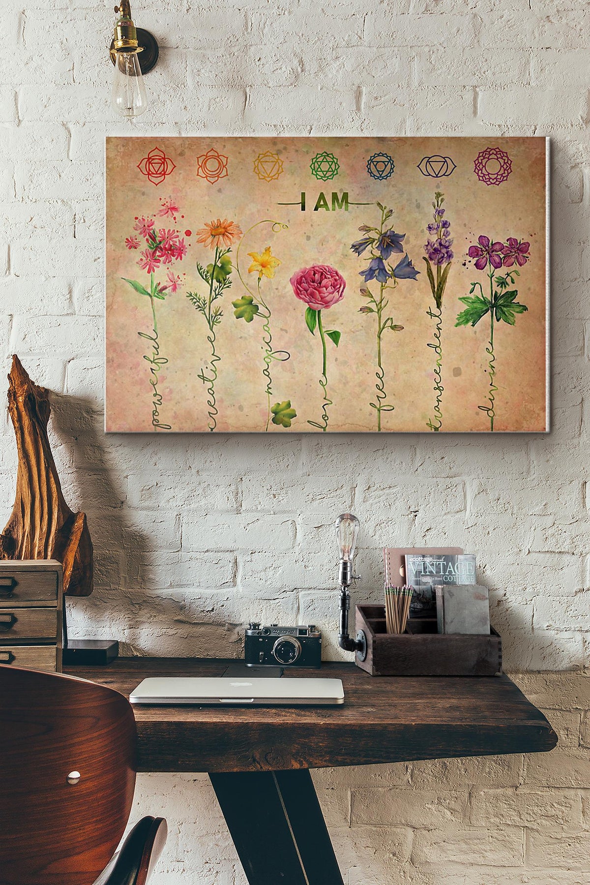 Yoga I Am Powerful Flower Canvas Ideas, Canvas Hanging Prints,  Gift Idea Framed Prints, Canvas