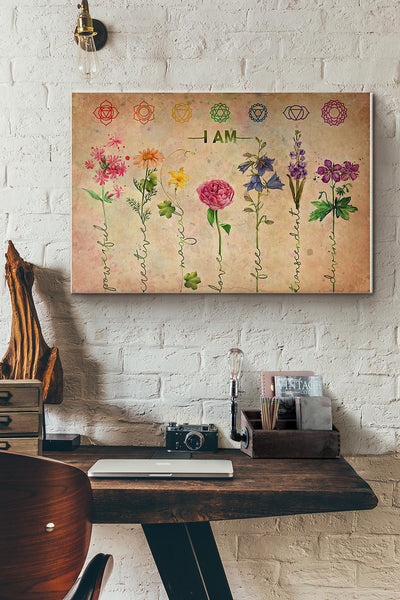 Yoga I Am Powerful Flower Canvas Ideas, Canvas Hanging Prints,  Gift Idea Framed Prints, Canvas