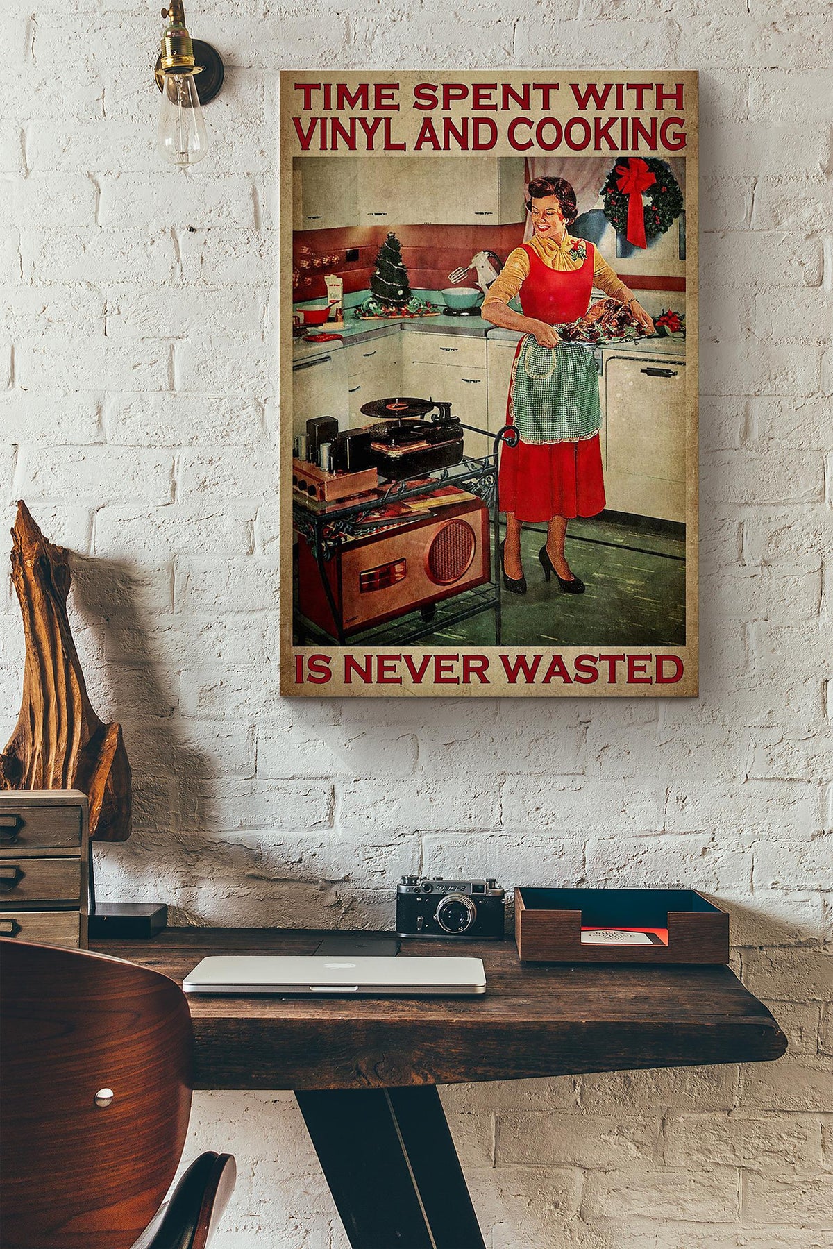 Time Spent With Vinyl And Cooking Is Never Wasted Canvas Ideas, Canvas Hanging Prints,  Gift Idea Framed Prints, Canvas