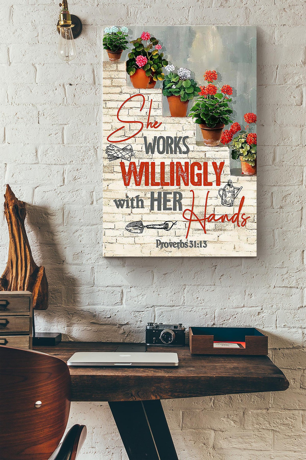 Works Willingly With Her Hands Gardening Wrapped Canvas
