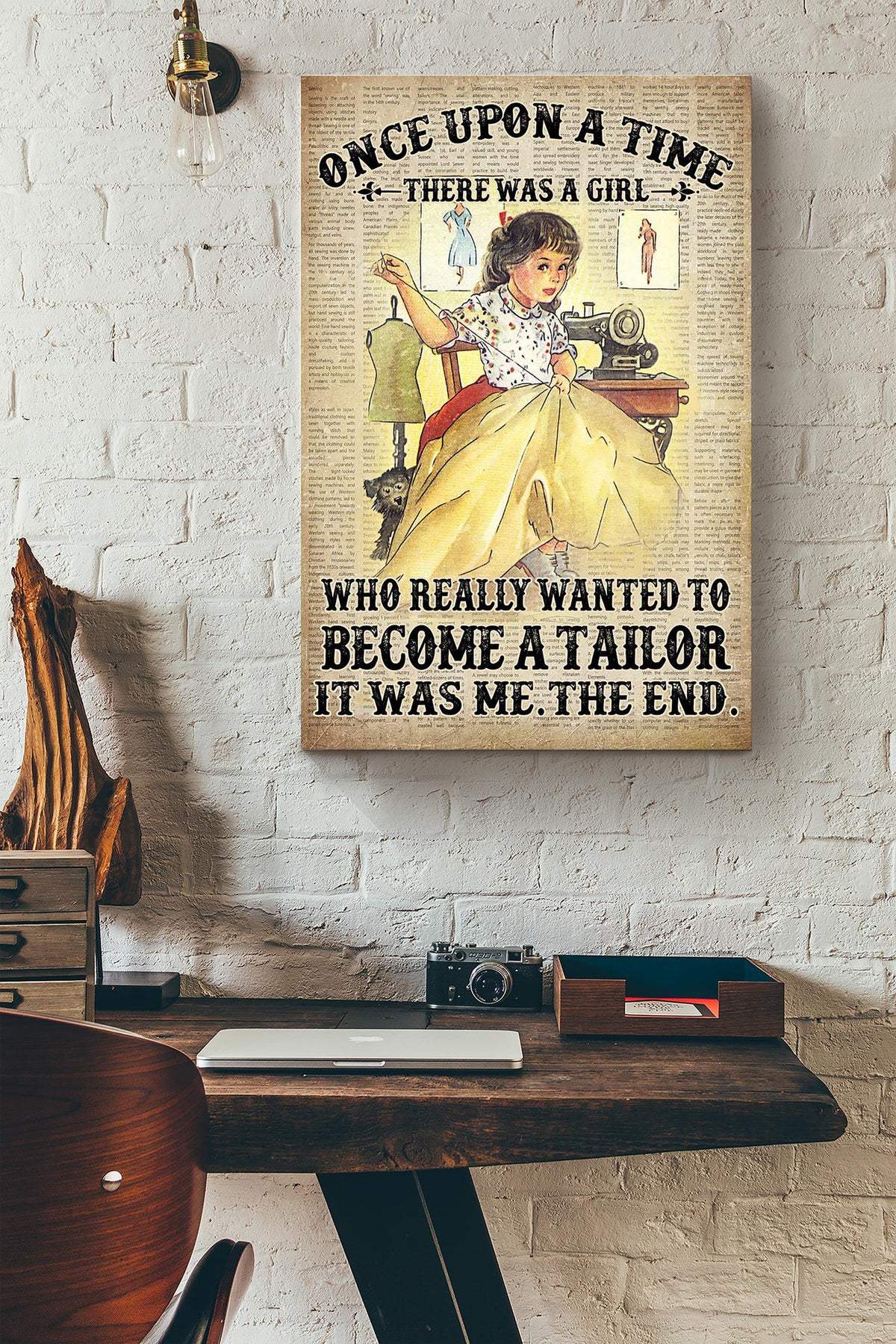 There Was A Girl Who Really Wanted To Become A Tailor Sewing It Was Me Canvas Ideas, Canvas Hanging Prints,  Gift Idea Framed Prints, Canvas