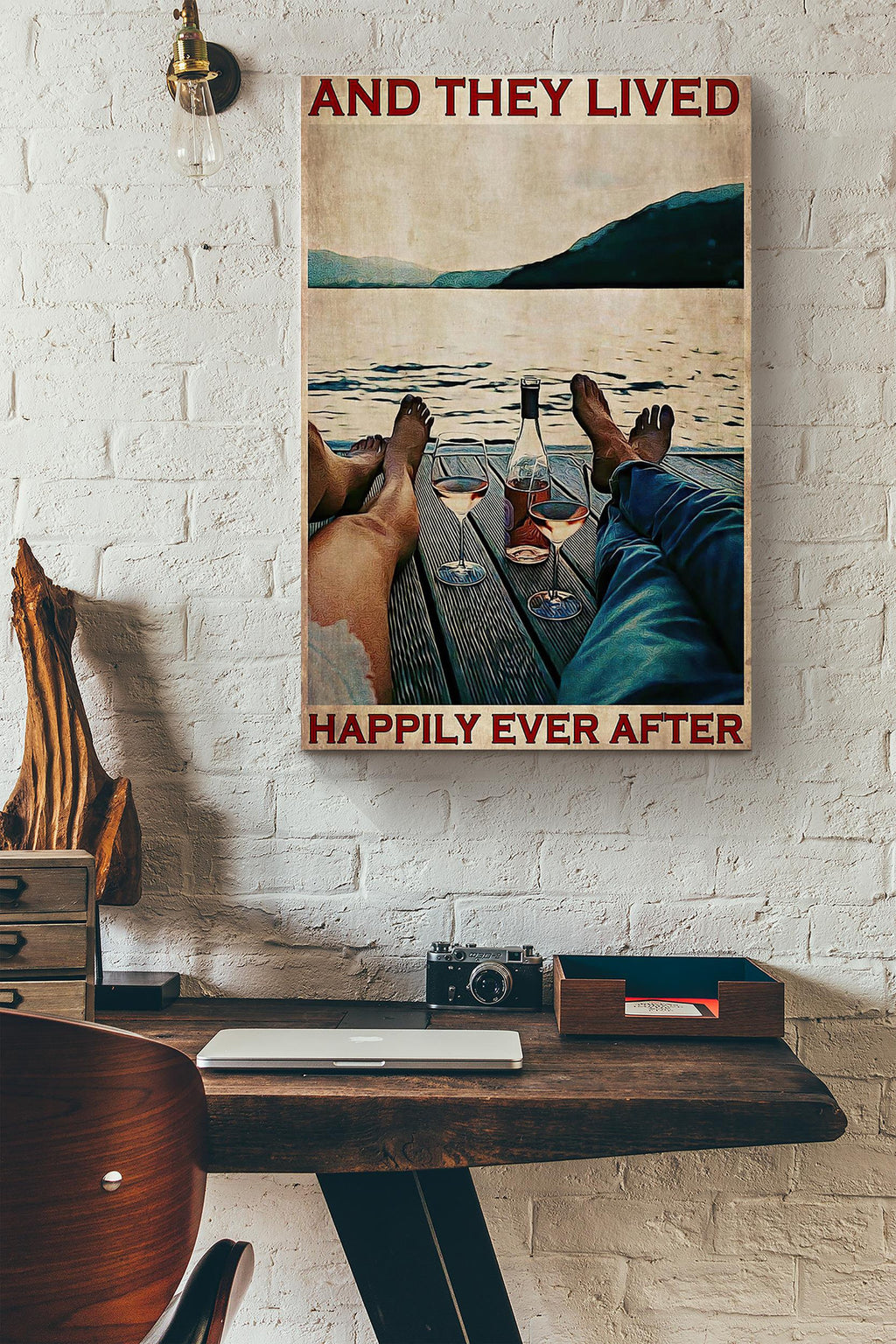 Wine Couple And They Lived Happily Ever After Canvas Ideas, Canvas Hanging Prints,  Gift Idea Framed Prints, Canvas