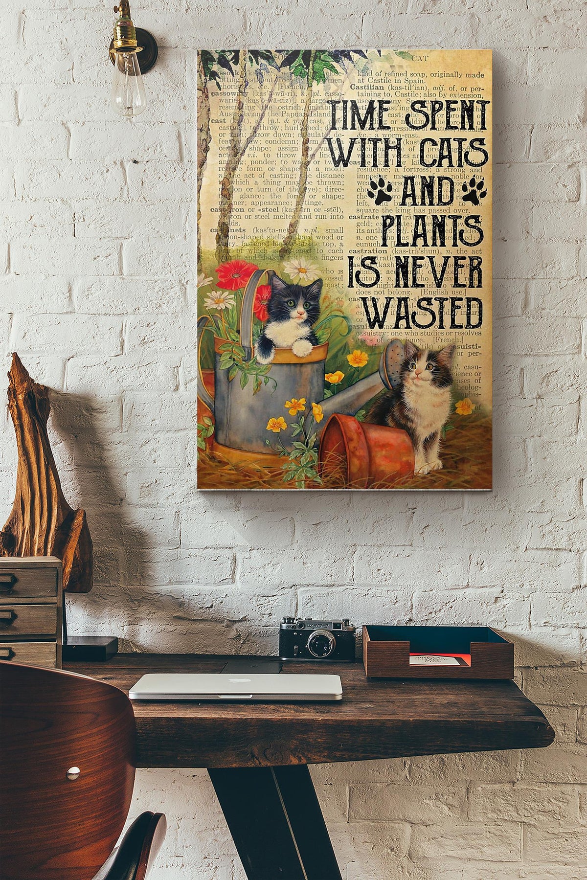Time Spent With Cats And Plants Dictionary Canvas Ideas, Canvas Hanging Prints,  Gift Idea Framed Prints, Canvas