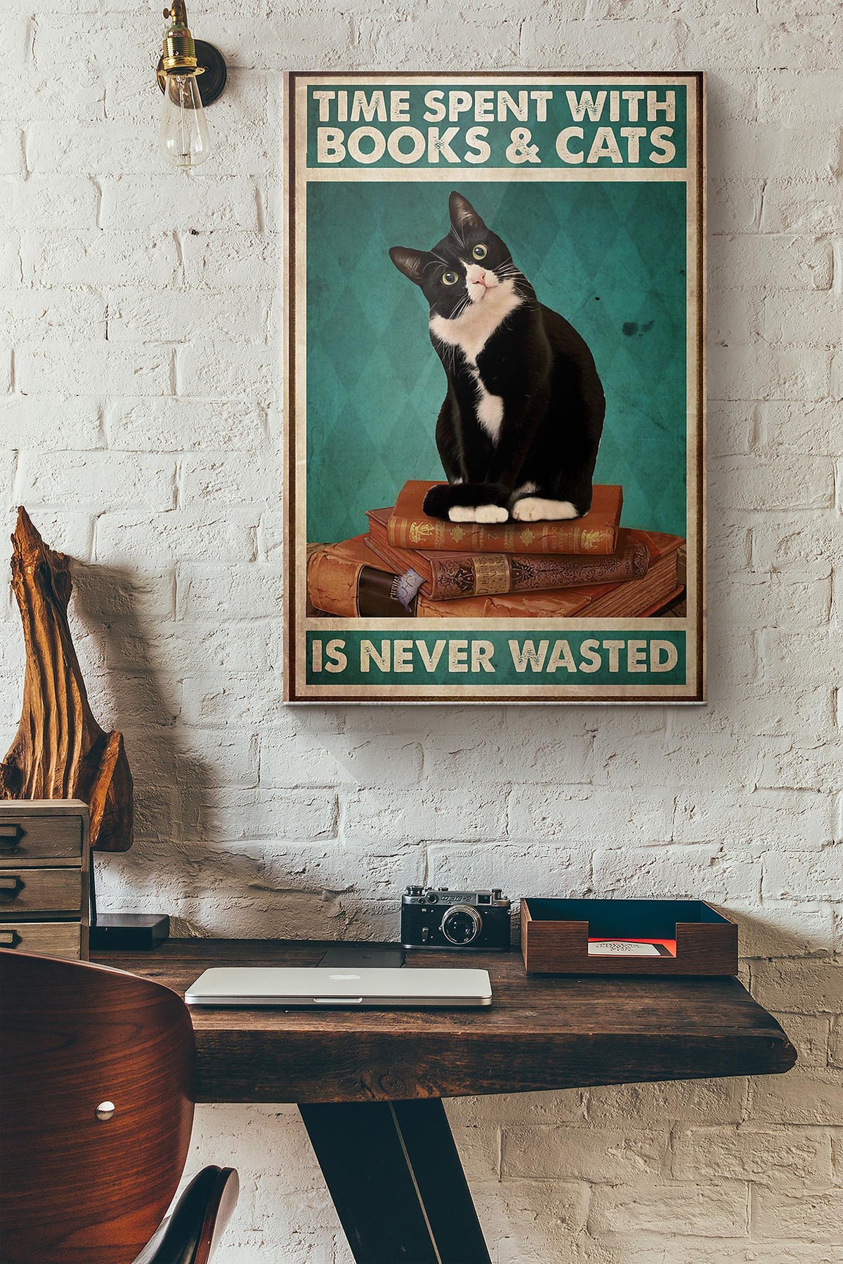 Time Spent With Books And Cats Is Never Wasted Canvas Ideas, Canvas Hanging Prints,  Gift Idea Framed Prints, Canvas