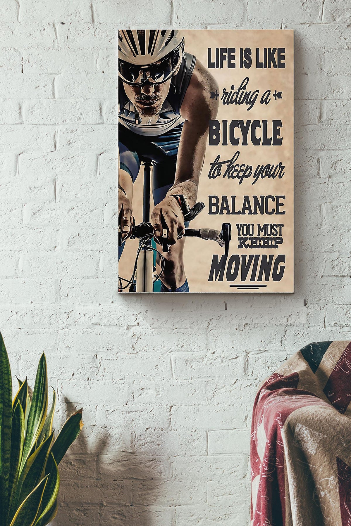 Cycling Life Is Like Riding Bicycle Poster - Sport Wall Art Canvas - Gift For Boy Men Male Father Fathers Day Boys Day Athletes Sportman Sport Lover Bicycle Repair Shop Wrapped Canvas Framed Prints, Canvas